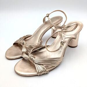 Reformation Petra Cylinder Heel Sandal Women's Metallic Gold Size US9.5 EU40